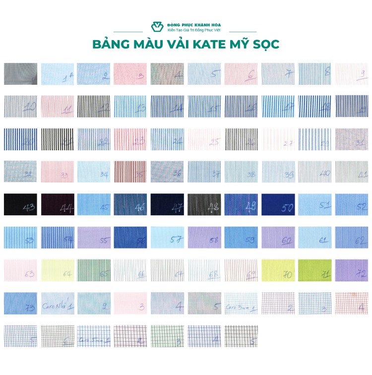 bảng màu kate mỹ sọc may sơ mi công sở