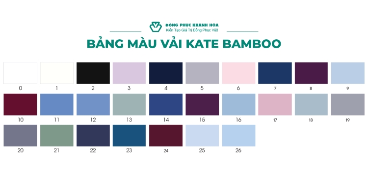 bảng màu may áo sơ mi đồng phục kate bamboo