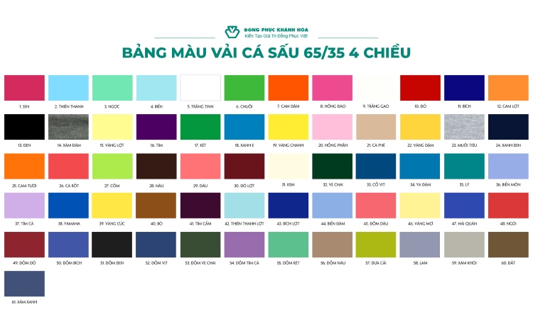 bảng màu vải cá sấu 6535 may đồng phục áo thun