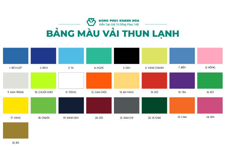 bảng màu vải thun lạnh