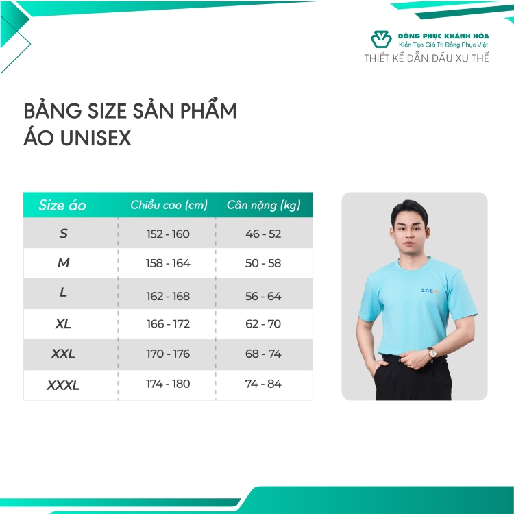 bảng size áo thun unisex